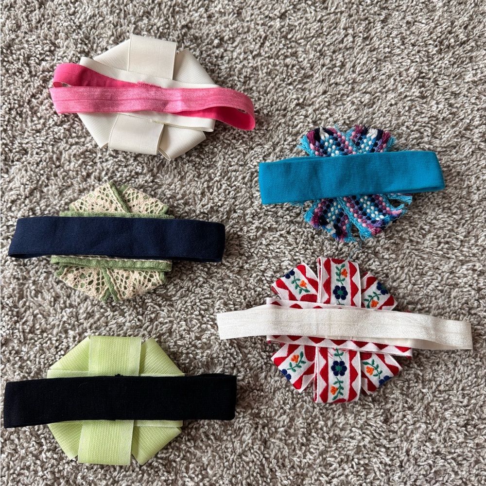 Baby girl handmade Headband Bundle 5 Pack Flower Bow Elastic Hair Accesories - Picture 6 of 7